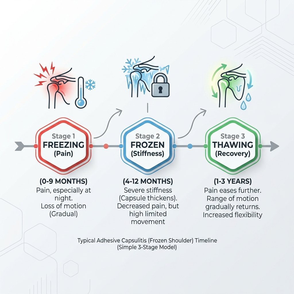 Three stages of frozen shoulder freezing frozen thawing – Dr Prashant Sankaye LSRI London